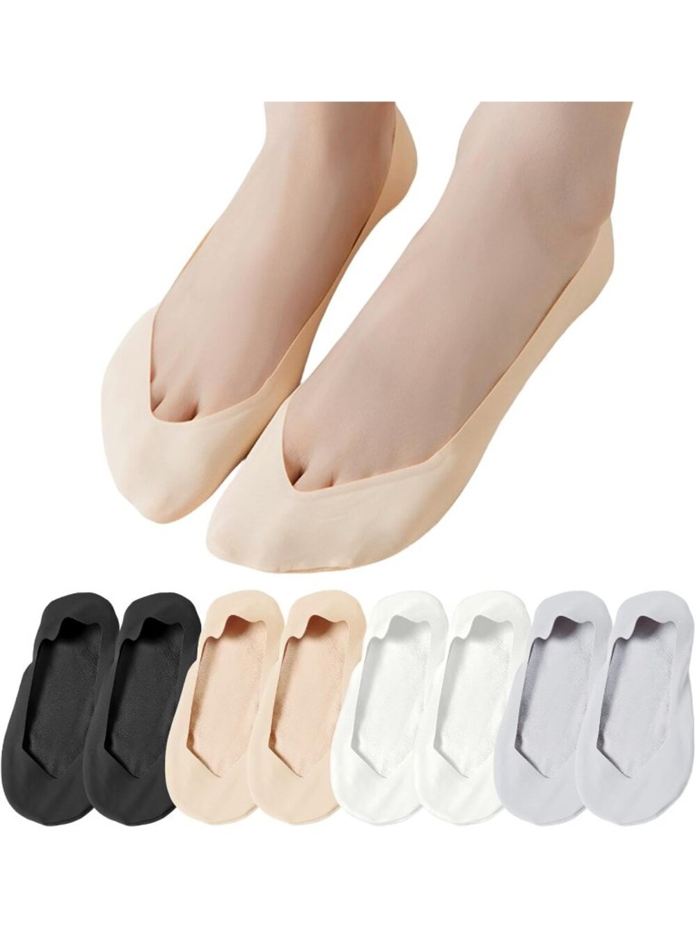 š§¦Women's Grey White Low Socks Made of Ice Silk Surface on Cotton on the Bottom